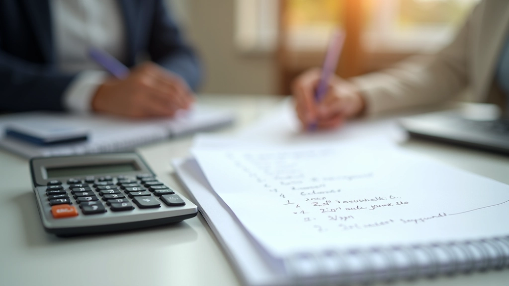 Taschenrechner und Notizblock mit Elterngeld-Berechnungsformel und Beispielzahlen
